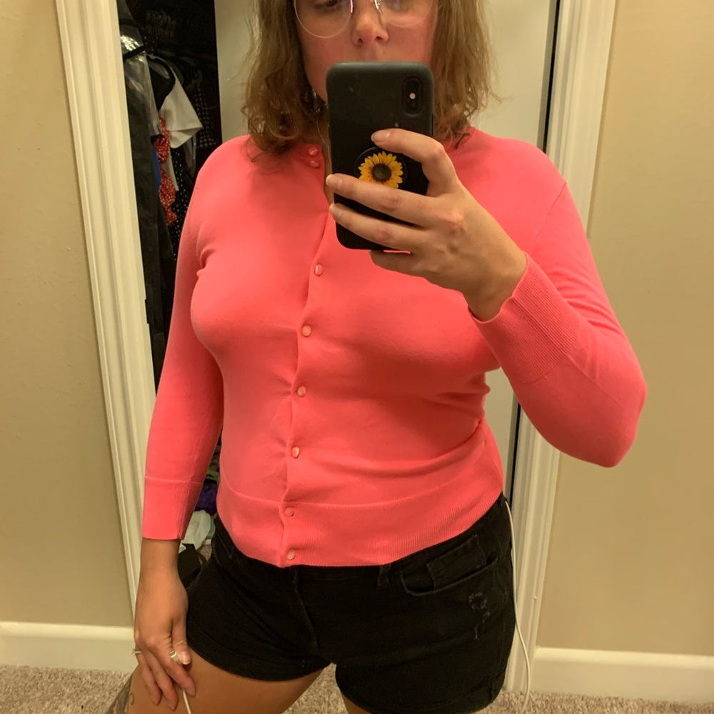 Pink JCrew cardigan